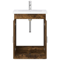 Produktbild för Badrumsmöbelset Rökt ek 61 x 40 x 84,5 cm Konstruerat trä