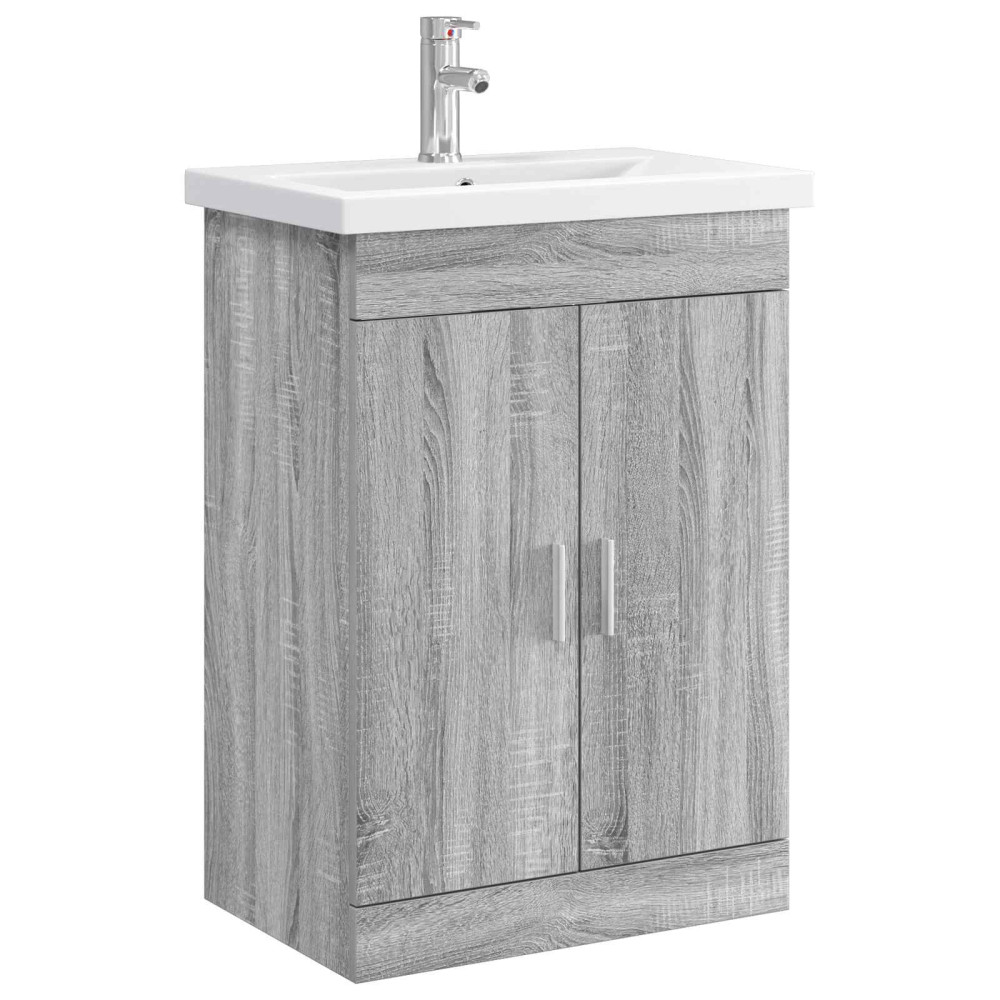 Produktbild för Badrumsmöbelset Grå Sonoma 61 x 40 x 84,5 cm Konstruerat trä