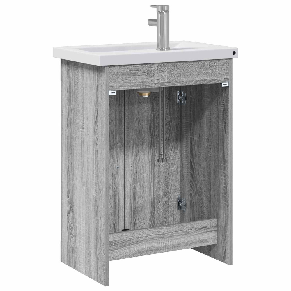Produktbild för Badrumsmöbelset Grå Sonoma 61 x 40 x 84,5 cm Konstruerat trä