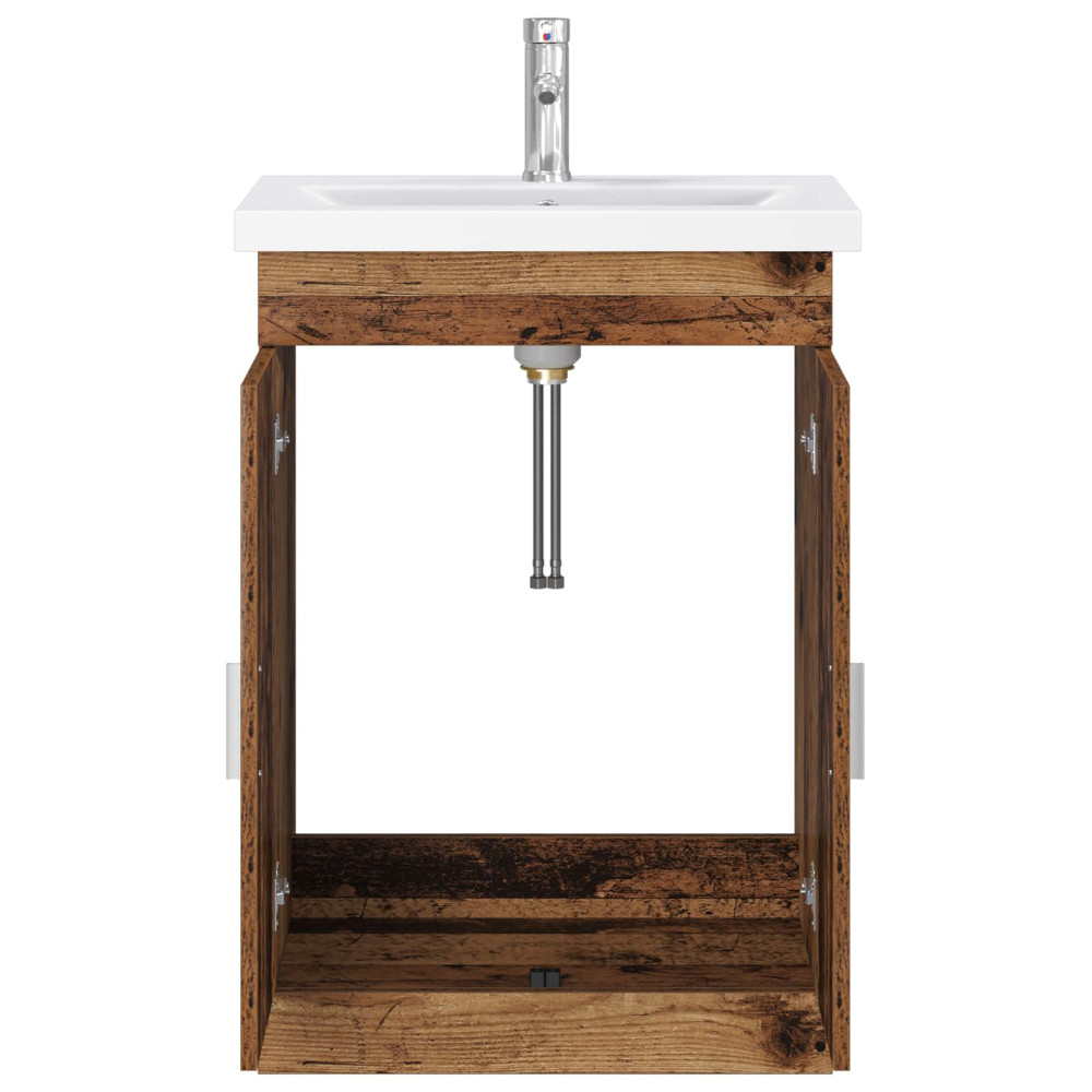 Produktbild för Badrumsmöbelset Gammalt trä 61 x 40 x 84,5 cm Konstruerat trä