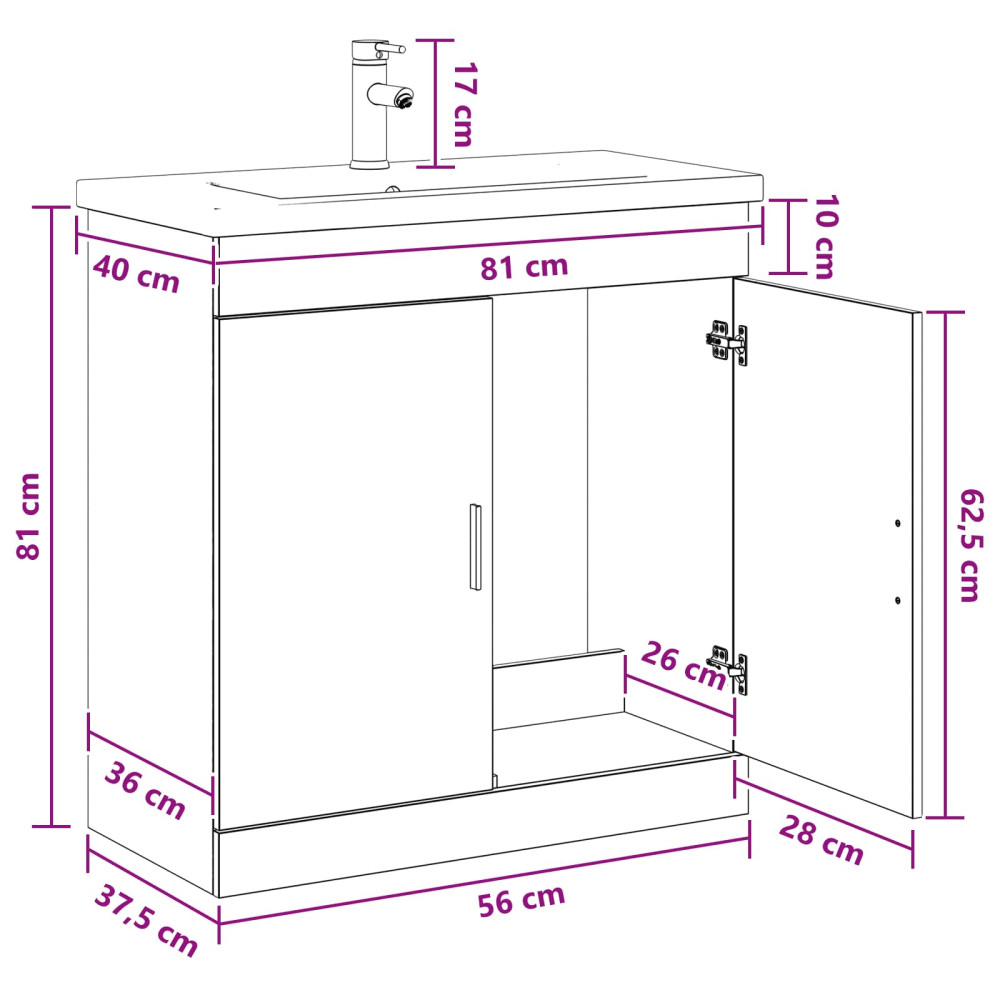 Produktbild för Badrumsmöbelset Betonggrå 81 x 40 x 84,5 cm Konstruerat trä