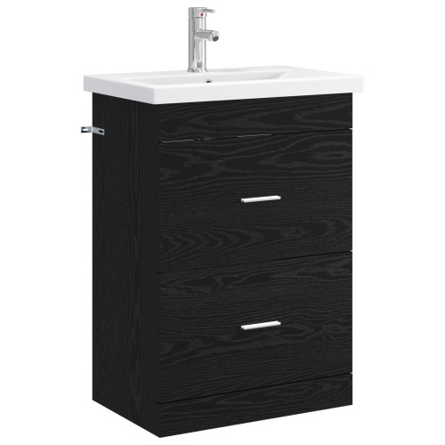vidaXL Badrumsmöbelset Svart ek 61 x 40 x 84,5 cm Konstruerat trä
