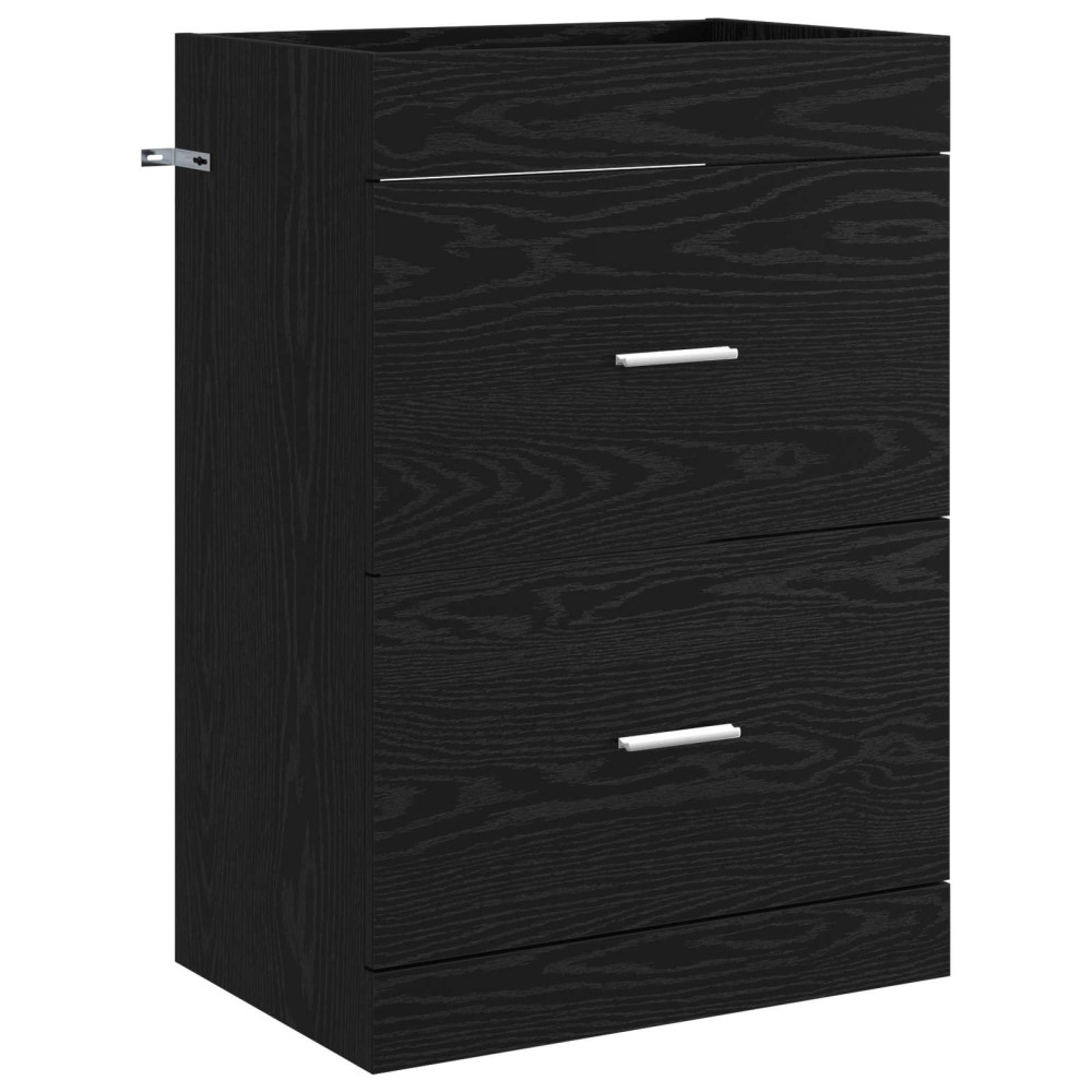 Produktbild för Badrumsmöbelset Svart ek 61 x 40 x 84,5 cm Konstruerat trä