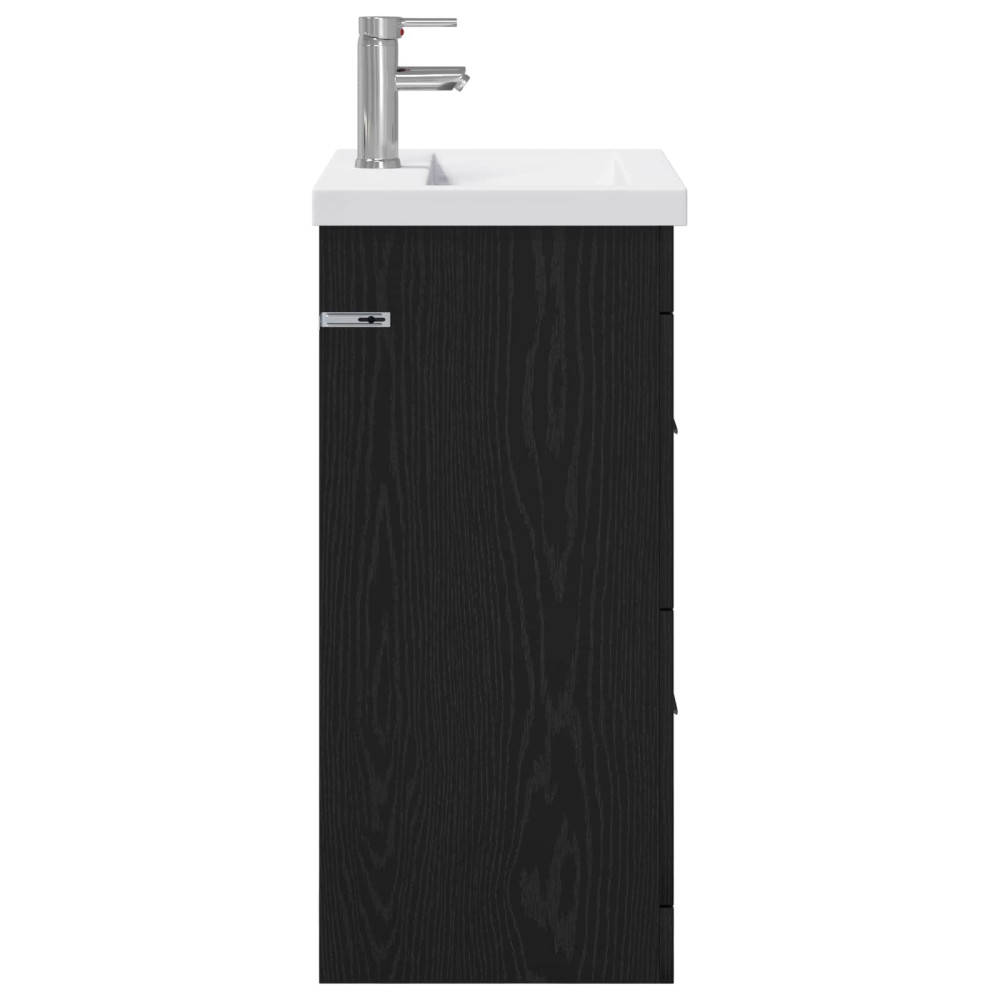 Produktbild för Badrumsmöbelset Svart ek 61 x 40 x 84,5 cm Konstruerat trä