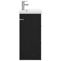 Produktbild för Badrumsmöbelset Svart ek 61 x 40 x 84,5 cm Konstruerat trä