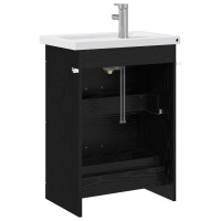 Produktbild för Badrumsmöbelset Svart ek 61 x 40 x 84,5 cm Konstruerat trä
