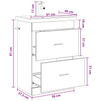 Produktbild för Badrumsmöbelset Svart ek 61 x 40 x 84,5 cm Konstruerat trä