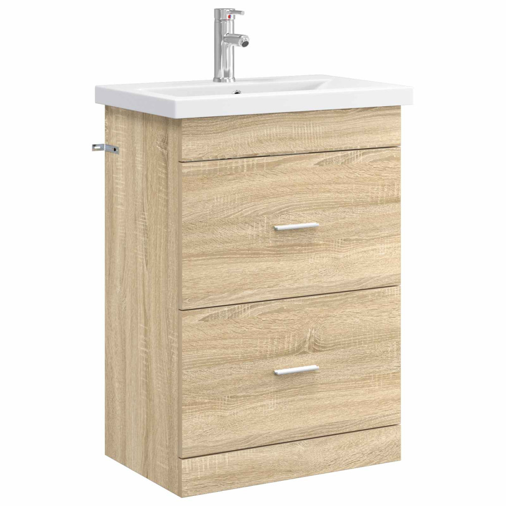 Produktbild för Badrumsmöbelset Sonoma-ek 61 x 40 x 84,5 cm Konstruerat trä