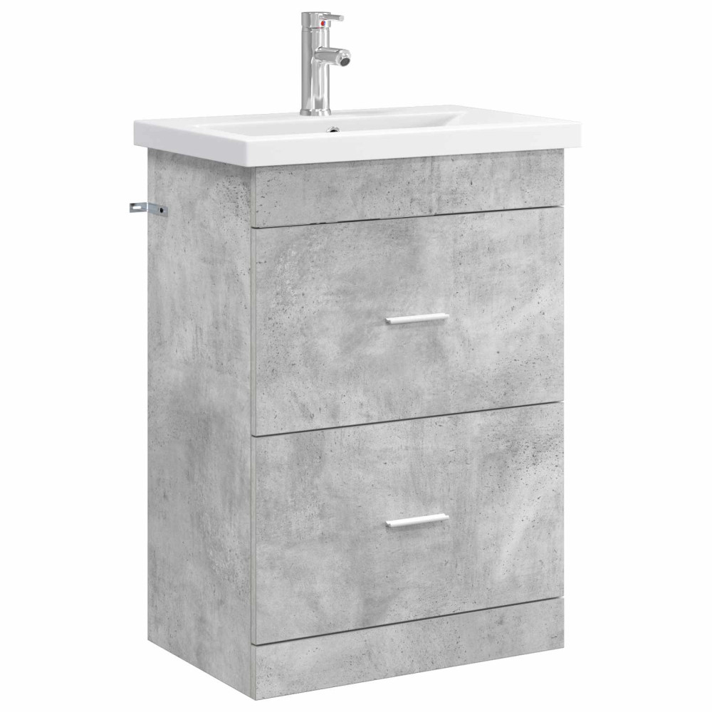 Produktbild för Badrumsmöbelset Betonggrå 61 x 40 x 84,5 cm Konstruerat trä