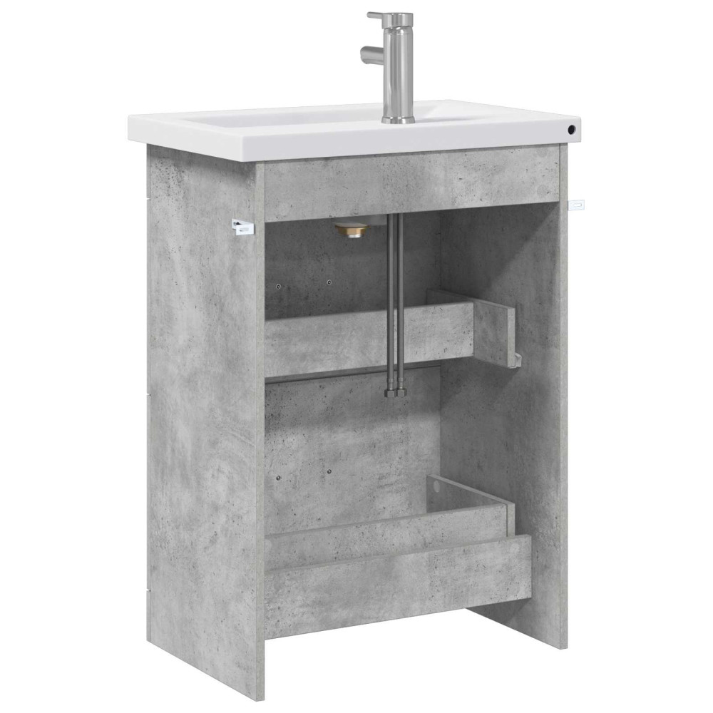 Produktbild för Badrumsmöbelset Betonggrå 61 x 40 x 84,5 cm Konstruerat trä