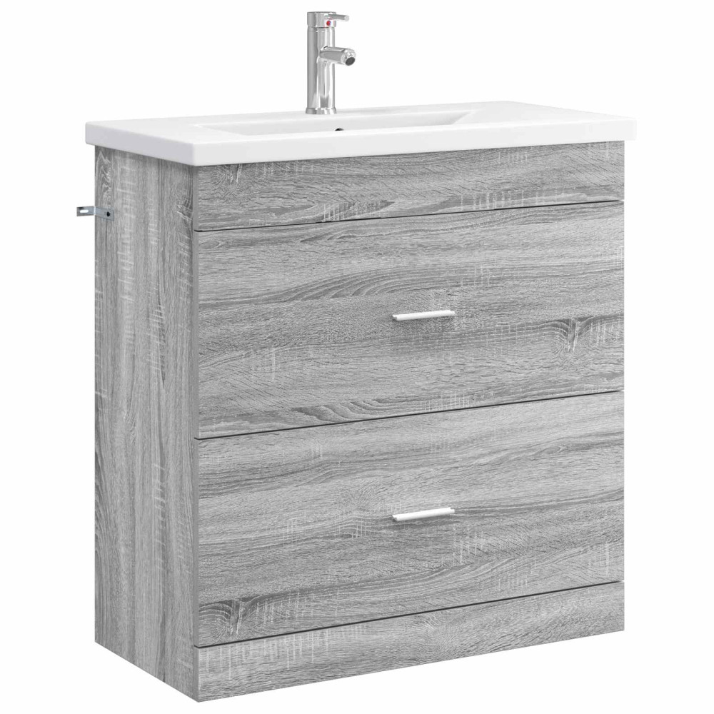 Produktbild för Badrumsmöbelset Grå Sonoma 81 x 40 x 84,5 cm Konstruerat trä