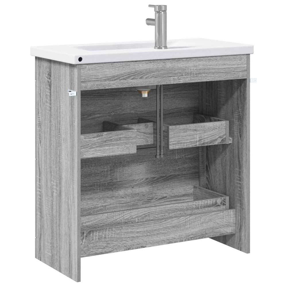 Produktbild för Badrumsmöbelset Grå Sonoma 81 x 40 x 84,5 cm Konstruerat trä