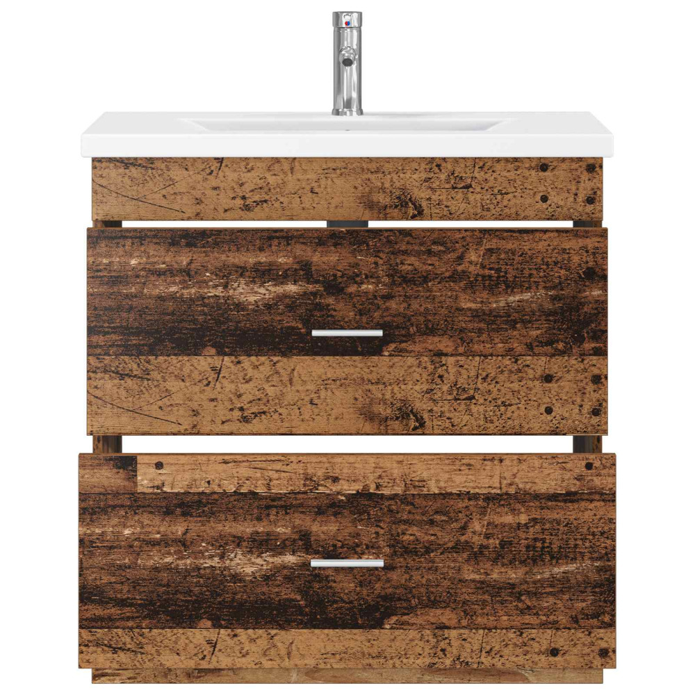 Produktbild för Badrumsmöbelset Gammalt trä 81 x 40 x 84,5 cm Konstruerat trä