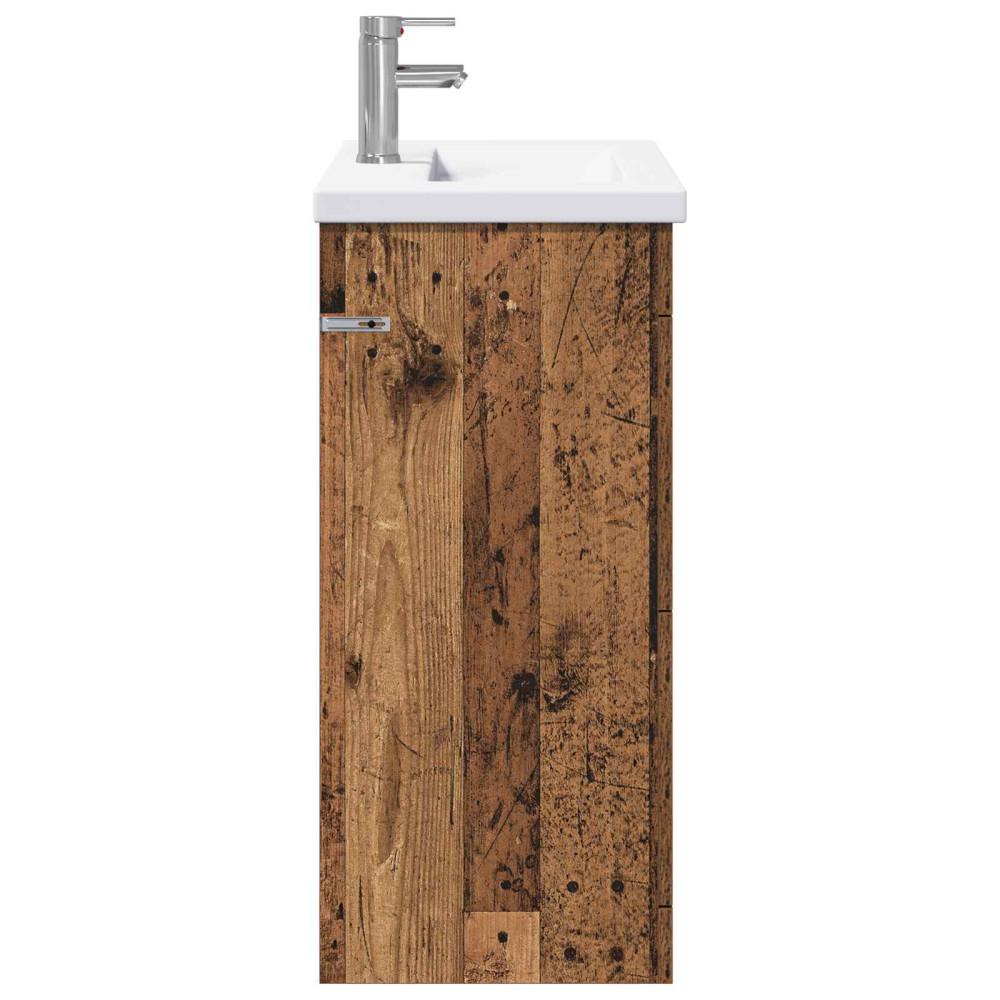 Produktbild för Badrumsmöbelset Gammalt trä 81 x 40 x 84,5 cm Konstruerat trä