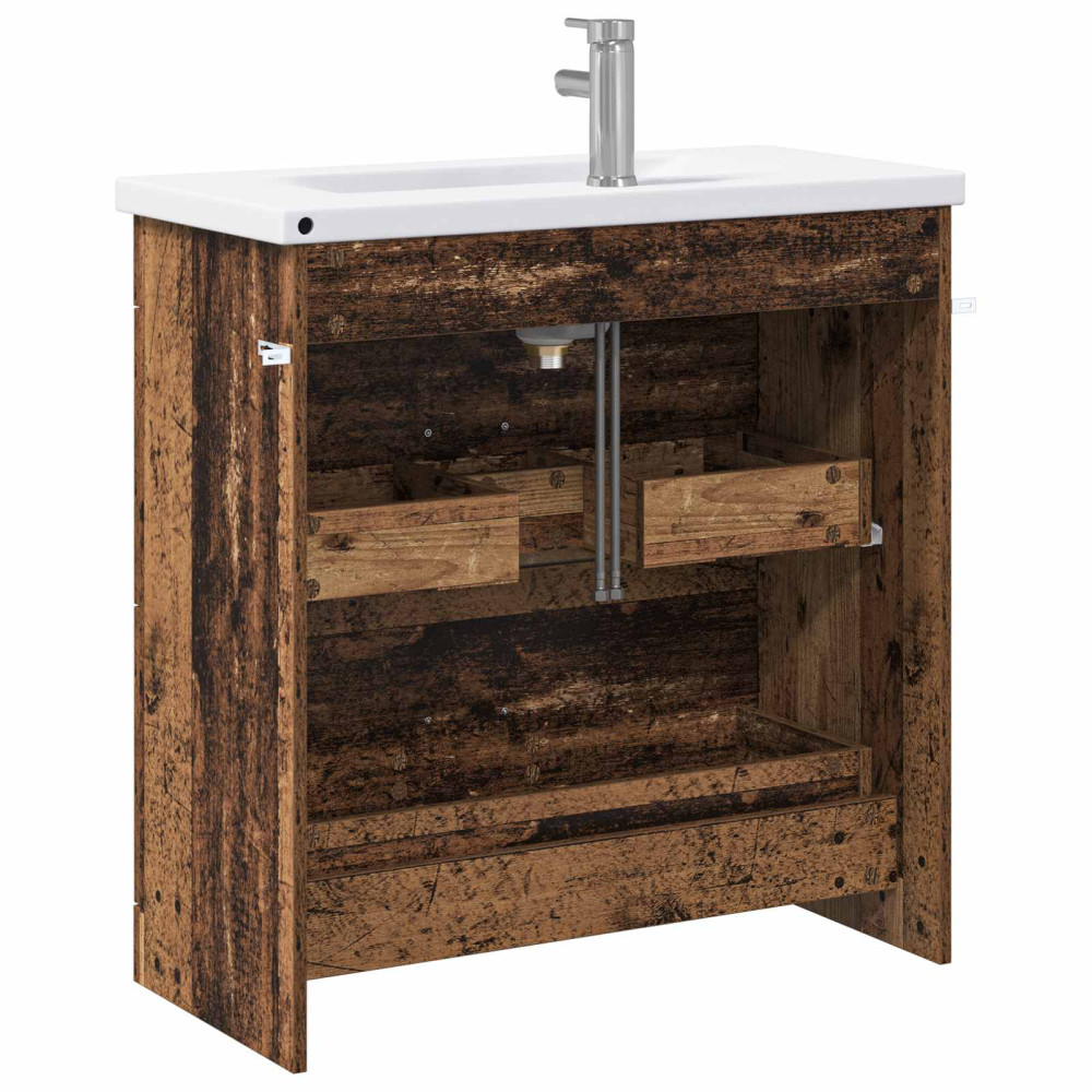 Produktbild för Badrumsmöbelset Gammalt trä 81 x 40 x 84,5 cm Konstruerat trä