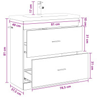 Produktbild för Badrumsmöbelset Gammalt trä 81 x 40 x 84,5 cm Konstruerat trä