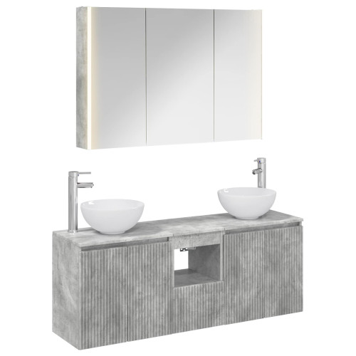 vidaXL Badrumsskåpsset 4 pcs Betonggrå 103,5 x 15,5 x 70 cm - Möbelset