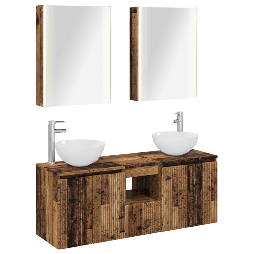 vidaXL Badrumsskåpsset 5 pcs Gammalt trä 53 x 15,5 x 70 cm - Möbelset