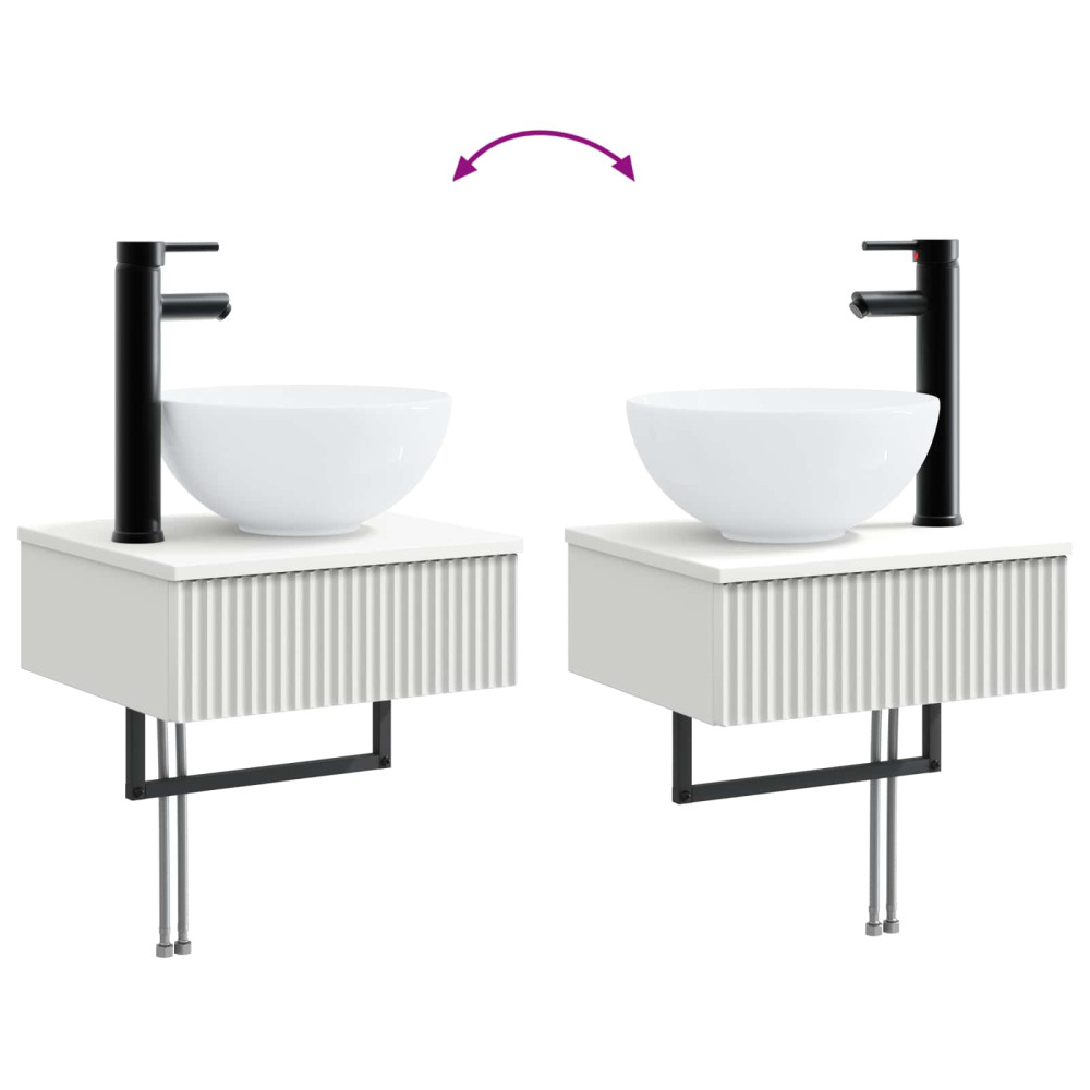 Produktbild för Badrumsmöbelset Väggmonterad 6 pcs Vit Konstruerat trä och glas