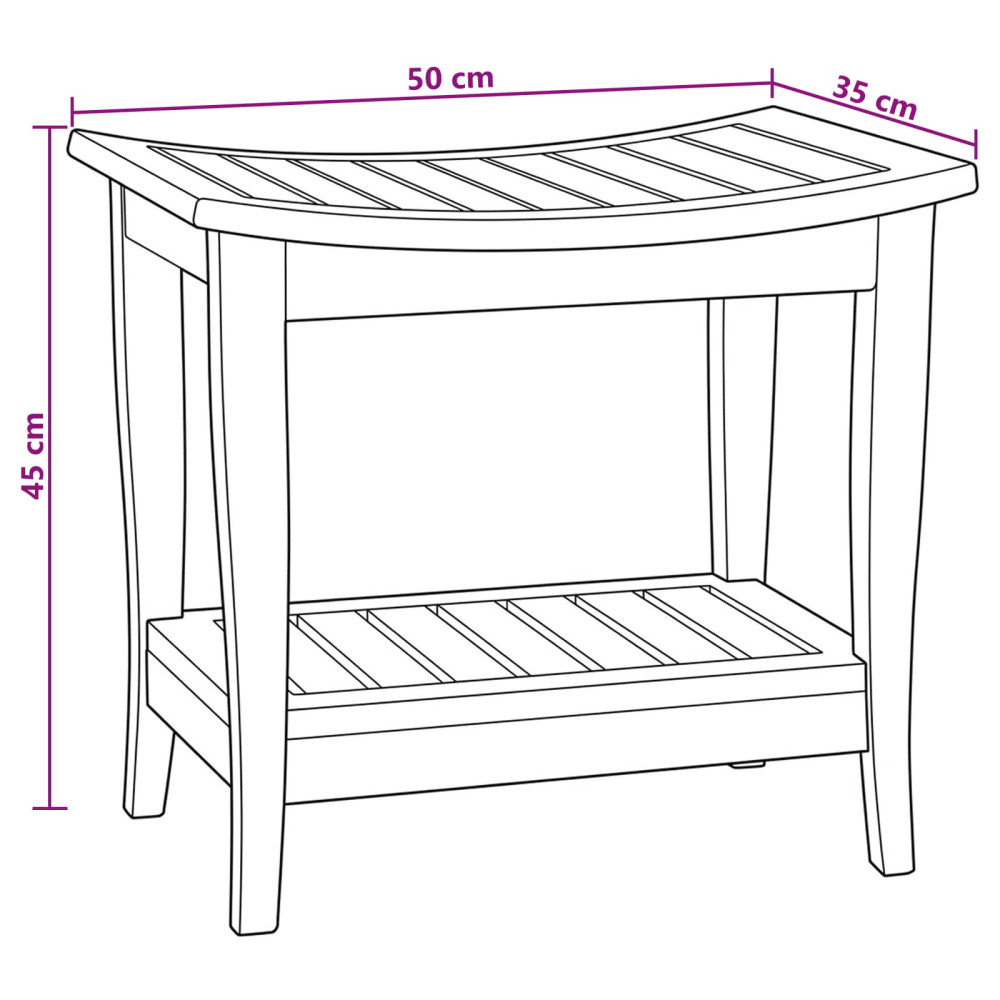 Produktbild för Badrum Sidobord Naturlig 50 x 35 x 45 cm Massivt teakträ