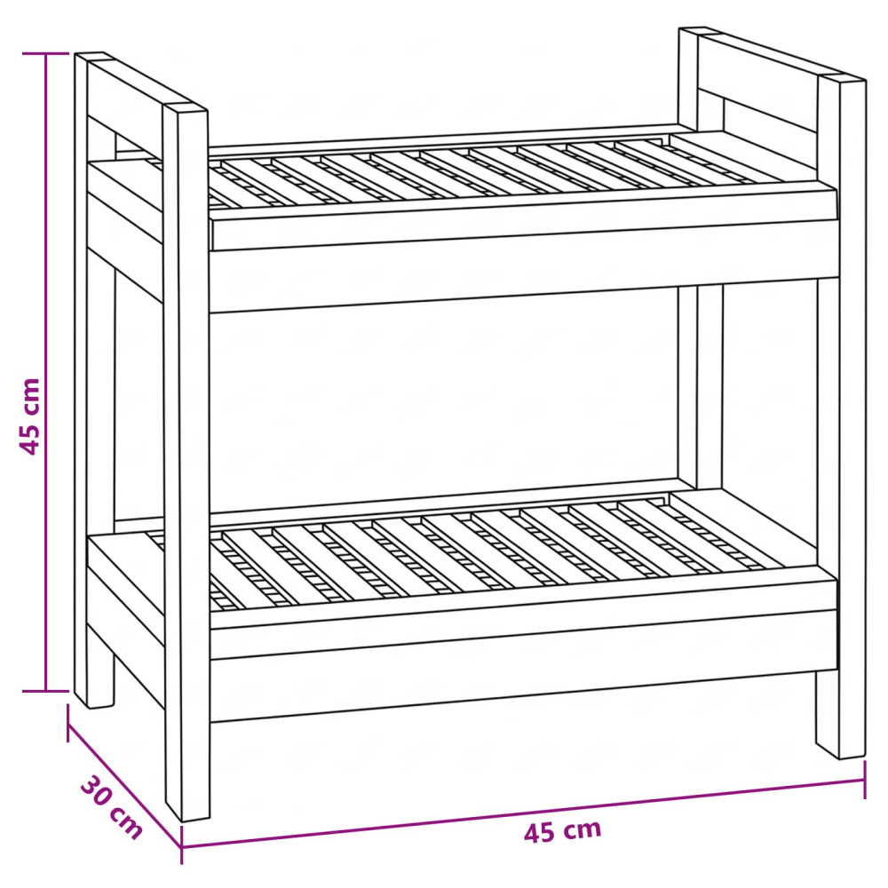 Produktbild för Badrumshylla Naturlig 45 x 30 x 45 cm Massivt teakträ
