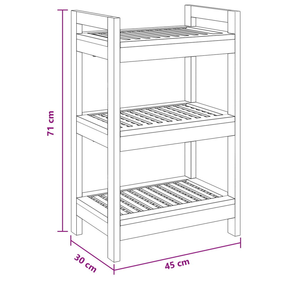 Produktbild för Badrumshylla Naturlig 45 x 30 x 71 cm Massivt teakträ