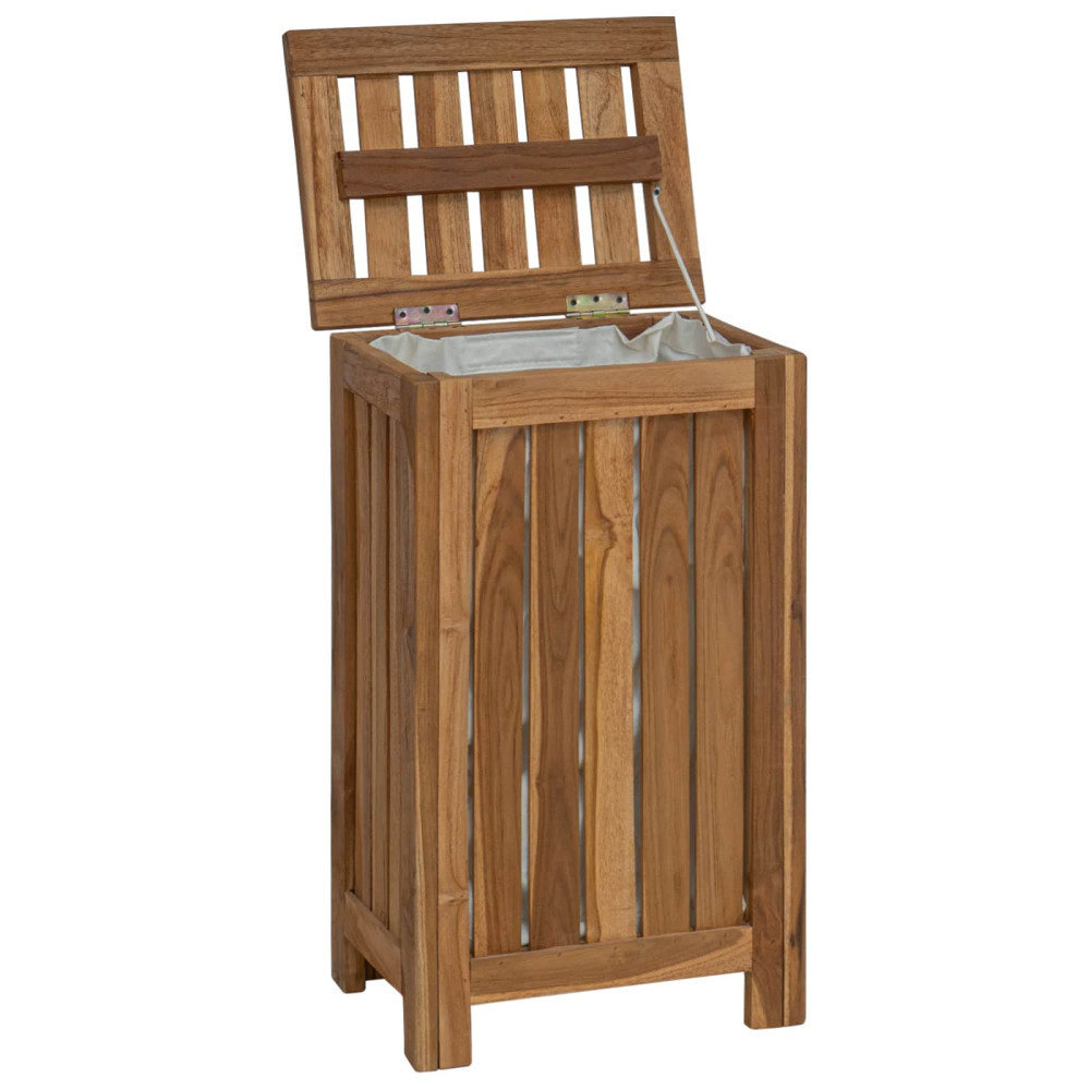 Produktbild för Tvättkorg Naturlig 35 x 25 x 60 cm Massivt teakträ