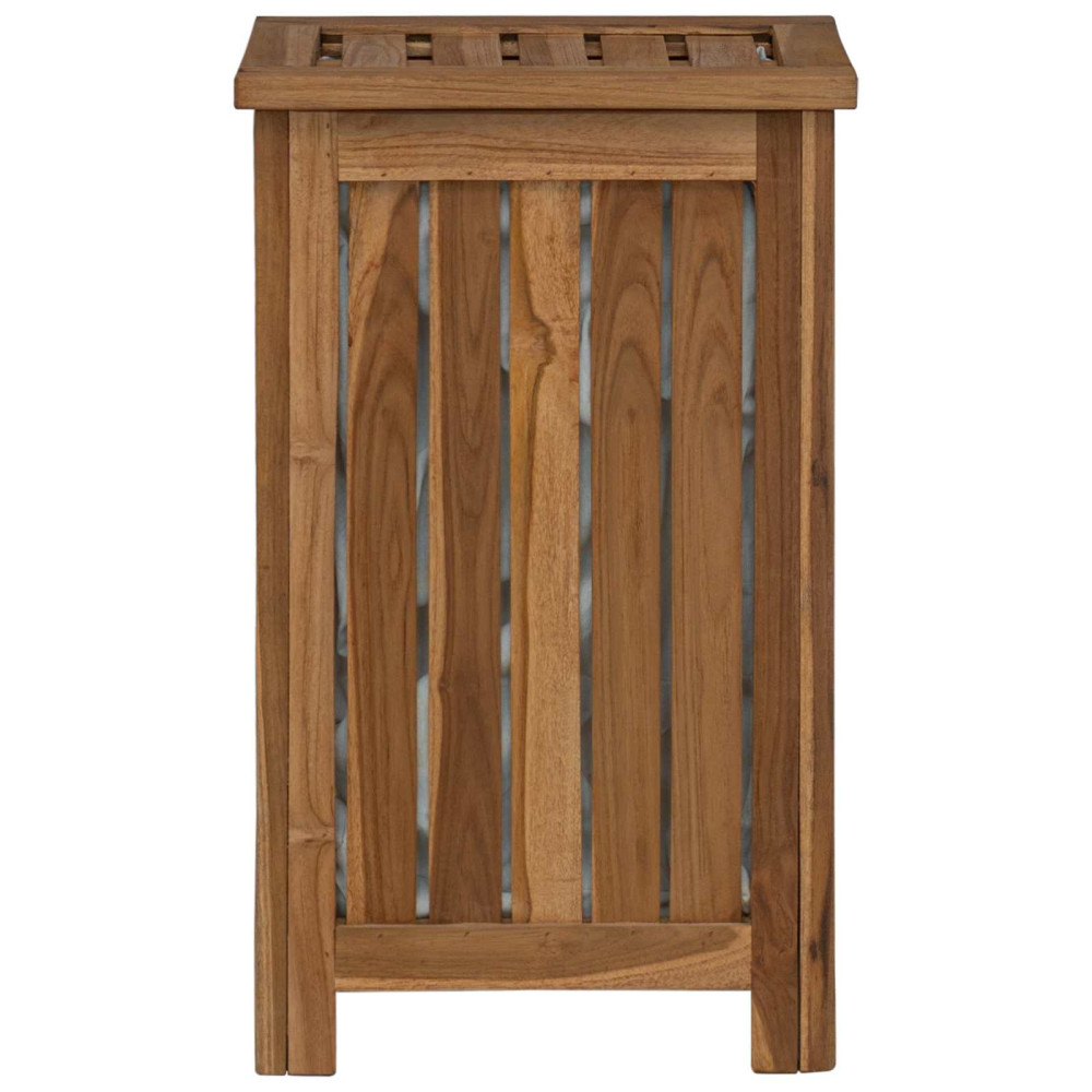 Produktbild för Tvättkorg Naturlig 35 x 25 x 60 cm Massivt teakträ