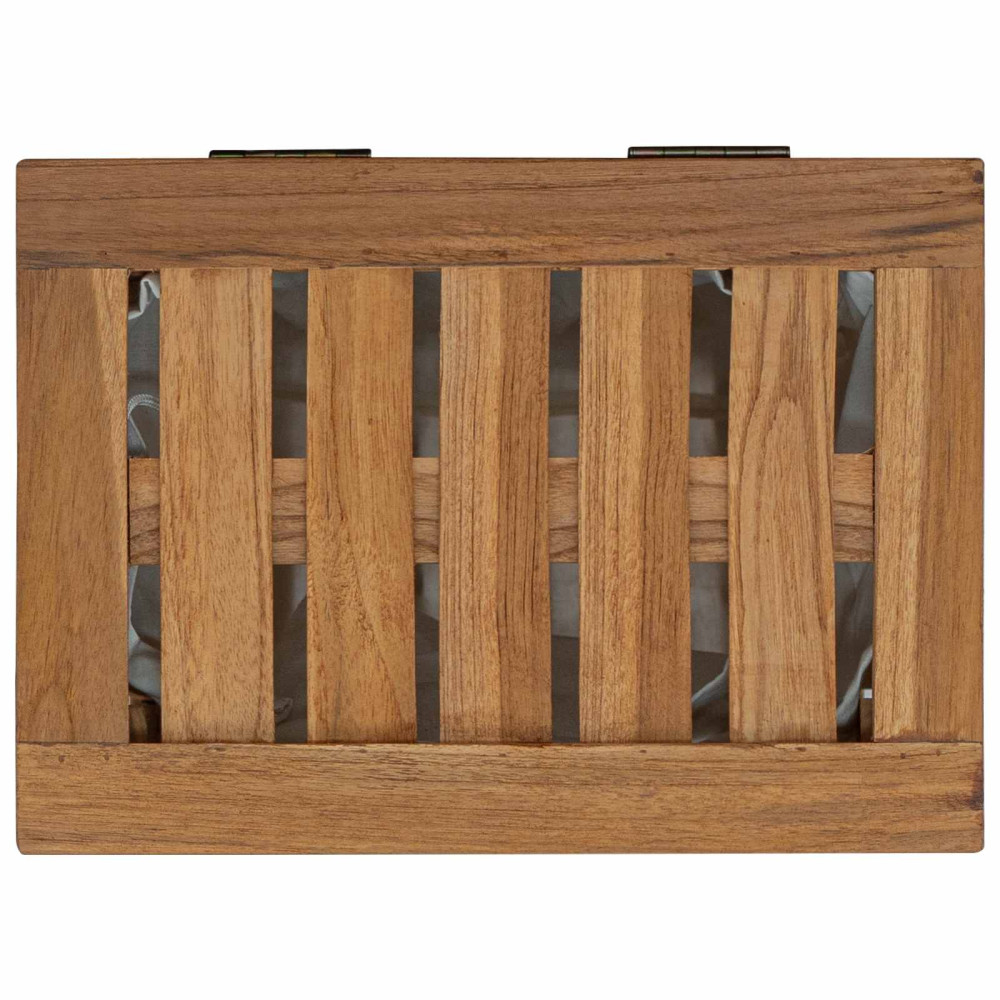 Produktbild för Tvättkorg Naturlig 35 x 25 x 60 cm Massivt teakträ
