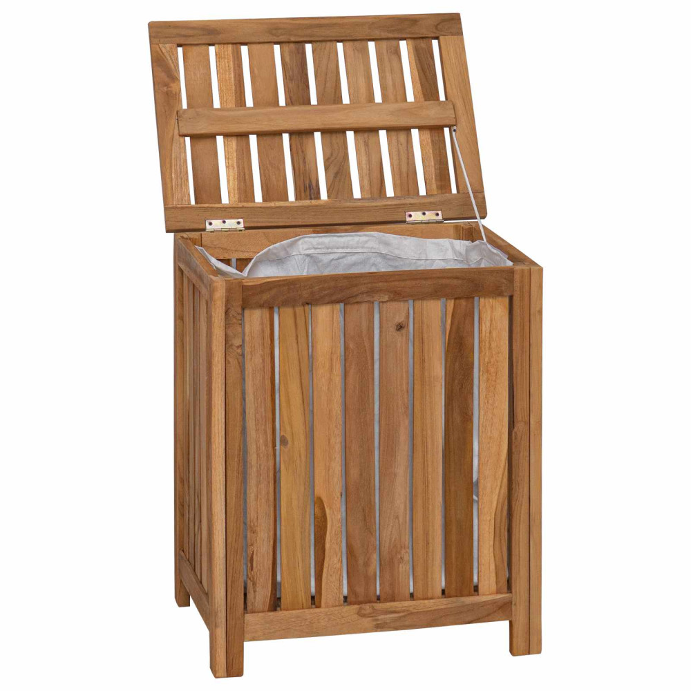 Produktbild för Tvättkorg Naturlig 50 x 35 x 60 cm Massivt teakträ