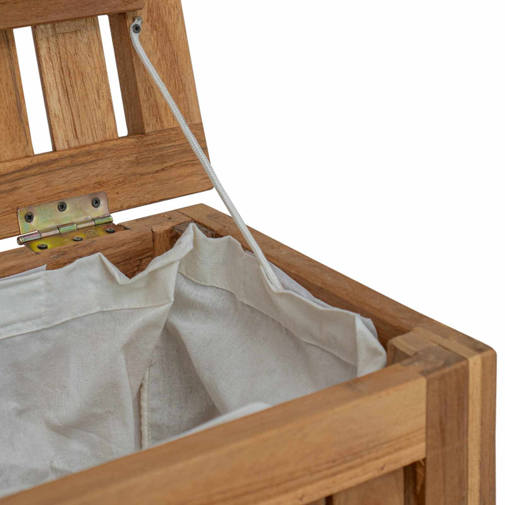 Produktbild för Tvättkorg Naturlig 50 x 35 x 60 cm Massivt teakträ