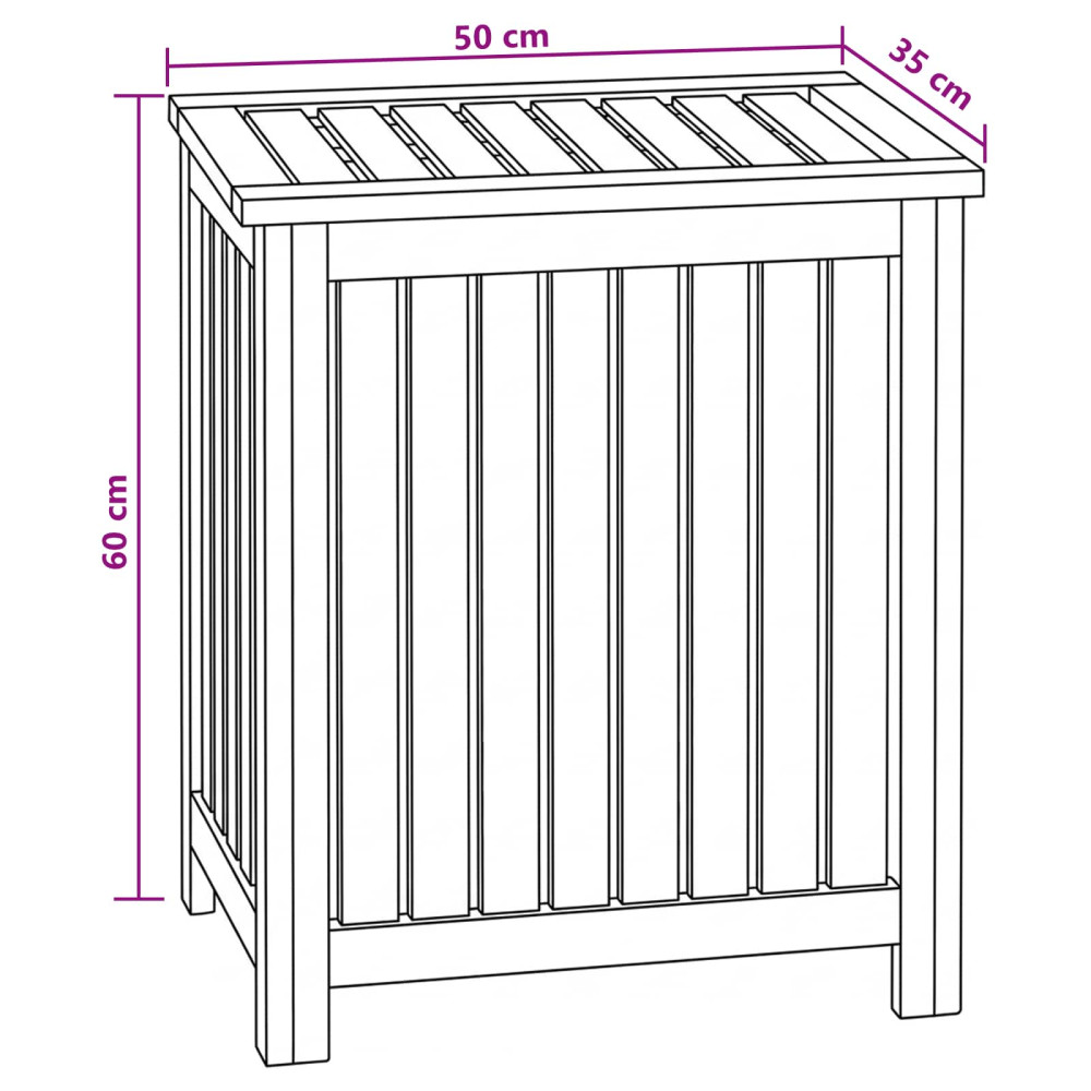 Produktbild för Tvättkorg Naturlig 50 x 35 x 60 cm Massivt teakträ