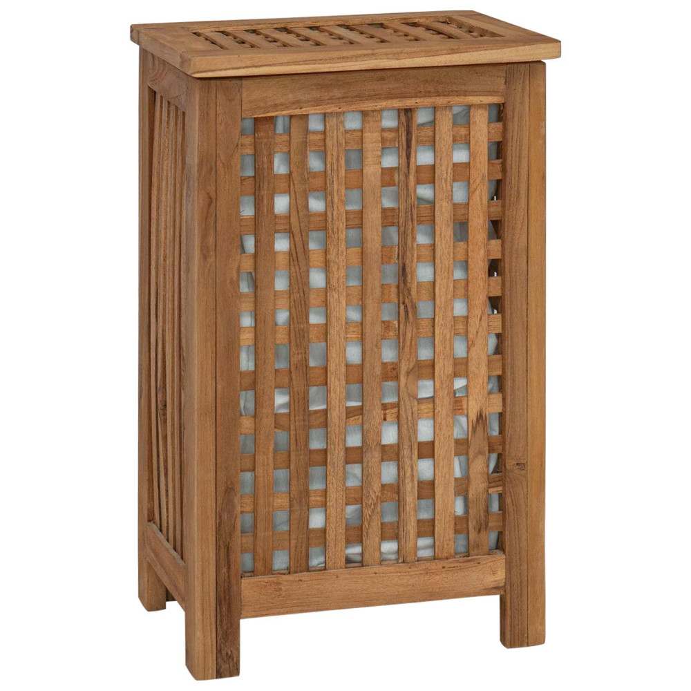 Produktbild för Tvättkorg Naturlig 35 x 25 x 60 cm Massivt teakträ