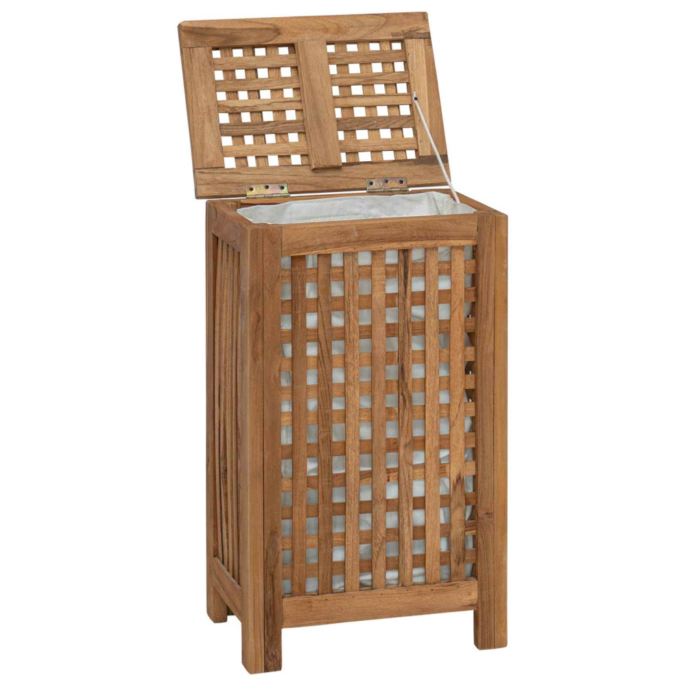 Produktbild för Tvättkorg Naturlig 35 x 25 x 60 cm Massivt teakträ