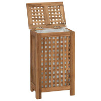 Produktbild för Tvättkorg Naturlig 35 x 25 x 60 cm Massivt teakträ