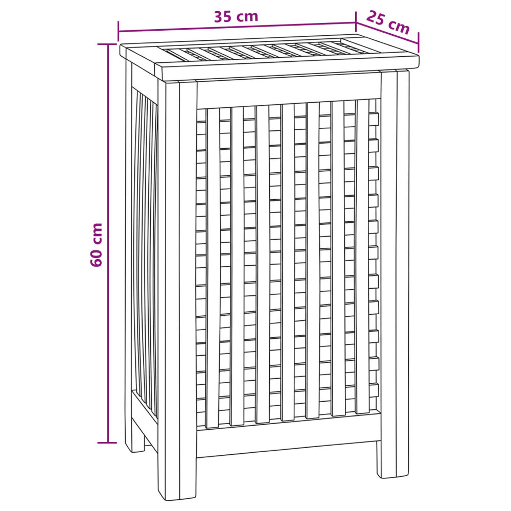 Produktbild för Tvättkorg Naturlig 35 x 25 x 60 cm Massivt teakträ
