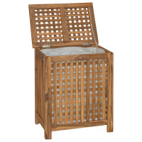 Produktbild för Tvättkorg Naturlig 50 x 35 x 60 cm Massivt teakträ