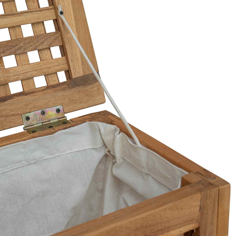 Produktbild för Tvättkorg Naturlig 50 x 35 x 60 cm Massivt teakträ