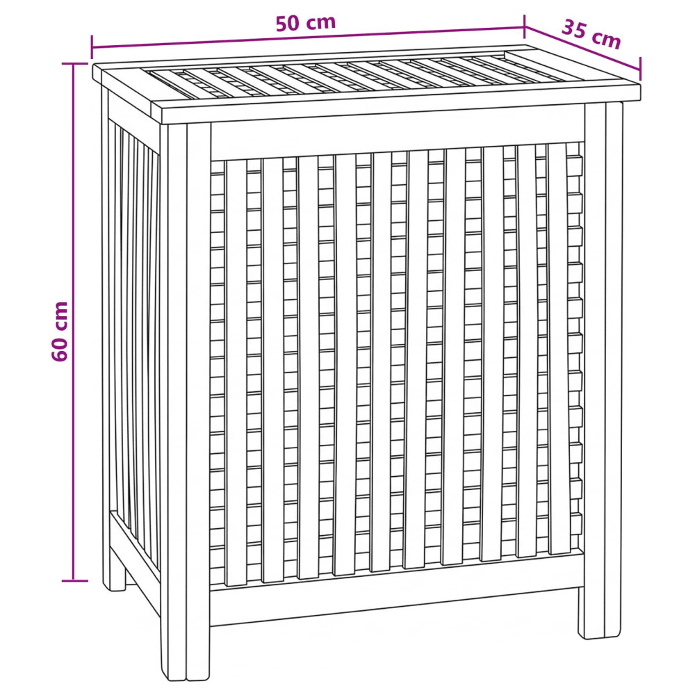Produktbild för Tvättkorg Naturlig 50 x 35 x 60 cm Massivt teakträ