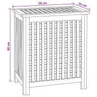 Produktbild för Tvättkorg Naturlig 50 x 35 x 60 cm Massivt teakträ