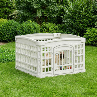 Produktbild för 4-delad Hundlekhage 60 x 60 x 38 cm Plast Vit Hopfällbar
