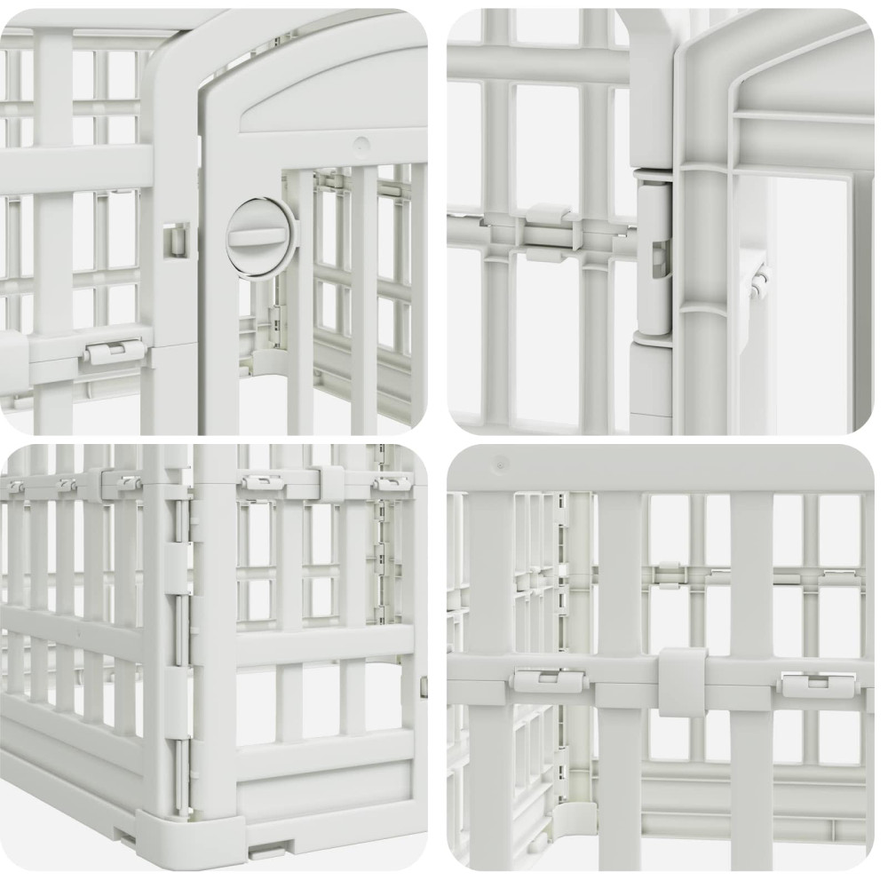 Produktbild för 4-delad Hundlekhage 60 x 60 x 38 cm Plast Vit Hopfällbar