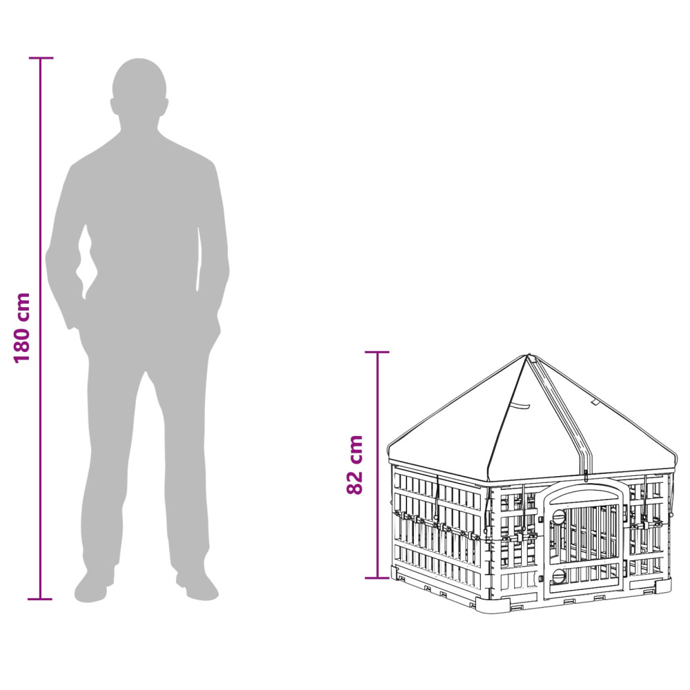 Produktbild för 4 Panel Hund Playpen med Tak 60 x 60 x 82 cm Plast Vit