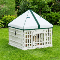 Produktbild för 4 Panel Hund Playpen med Tak 60 x 60 x 82 cm Plast Vit