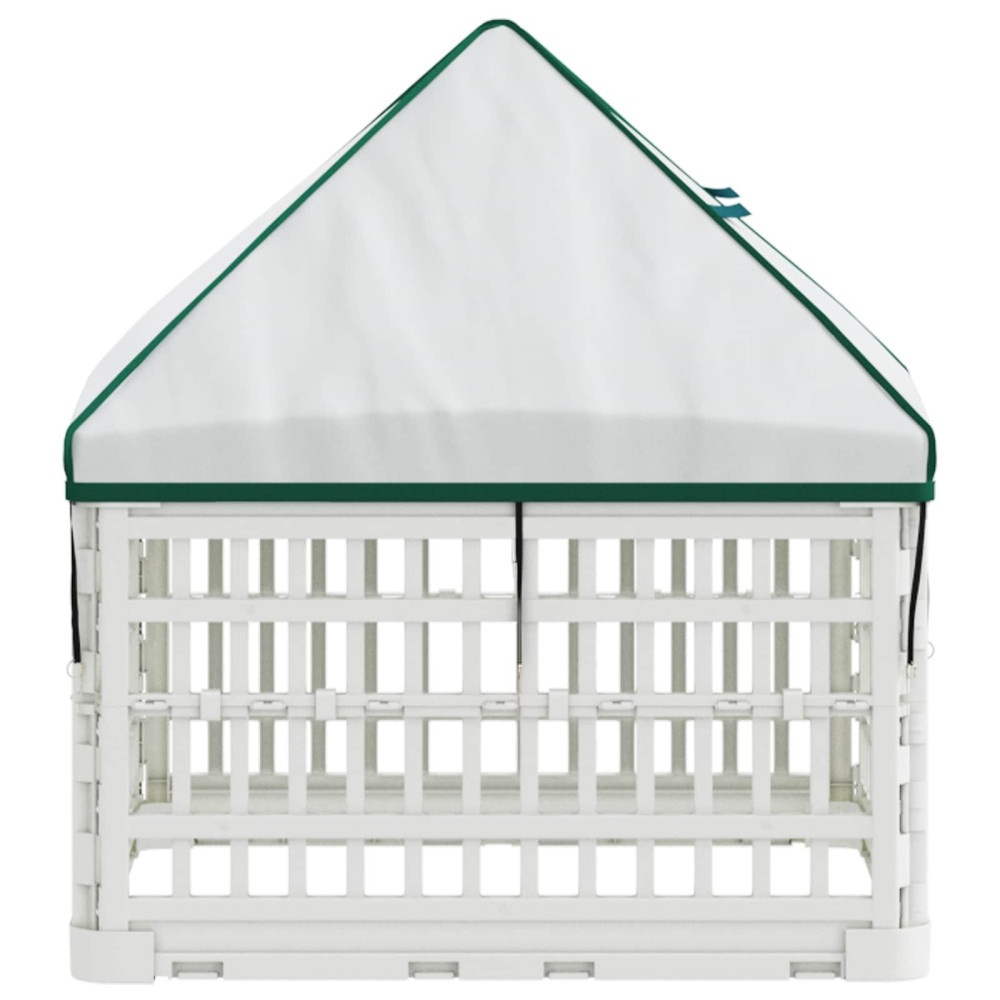 Produktbild för 4 Panel Hund Playpen med Tak 60 x 60 x 82 cm Plast Vit