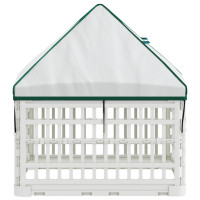 Produktbild för 4 Panel Hund Playpen med Tak 60 x 60 x 82 cm Plast Vit