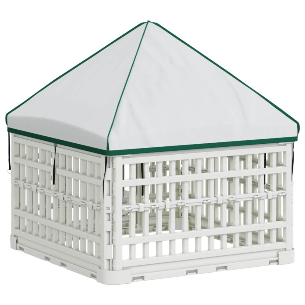 Produktbild för 4 Panel Hund Playpen med Tak 60 x 60 x 82 cm Plast Vit