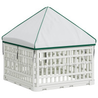 Produktbild för 4 Panel Hund Playpen med Tak 60 x 60 x 82 cm Plast Vit