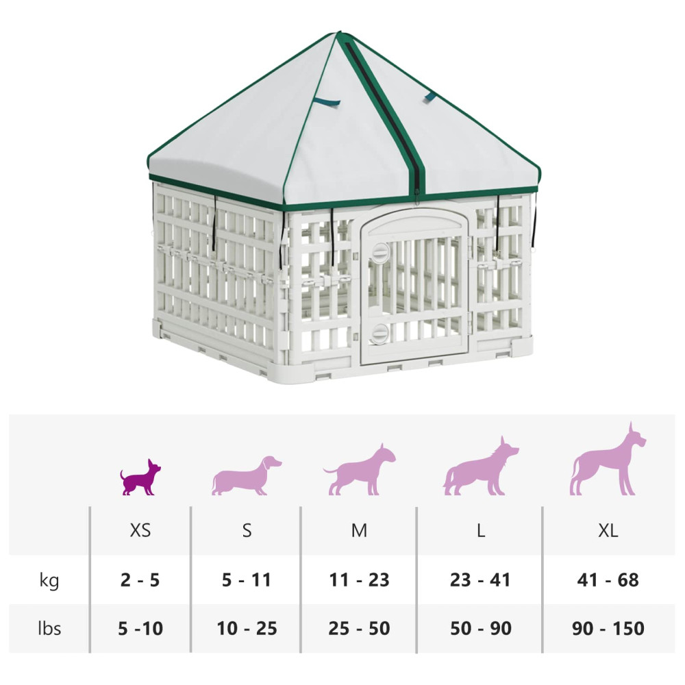 Produktbild för 4 Panel Hund Playpen med Tak 60 x 60 x 82 cm Plast Vit