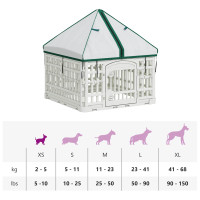 Produktbild för 4 Panel Hund Playpen med Tak 60 x 60 x 82 cm Plast Vit
